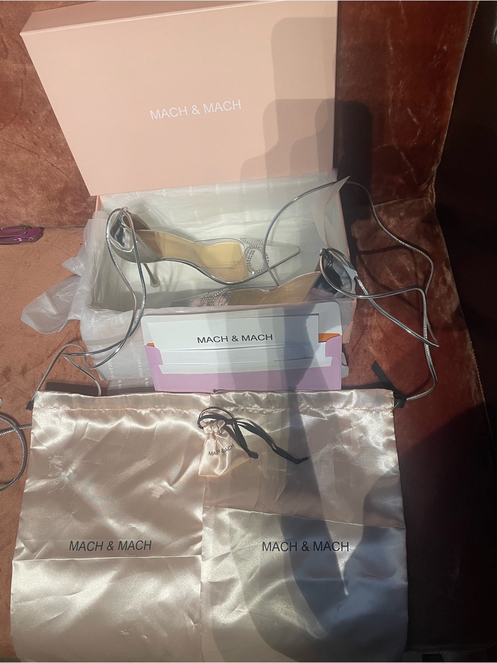 MACH & MACH Metallic Silver Lace-Up Heels